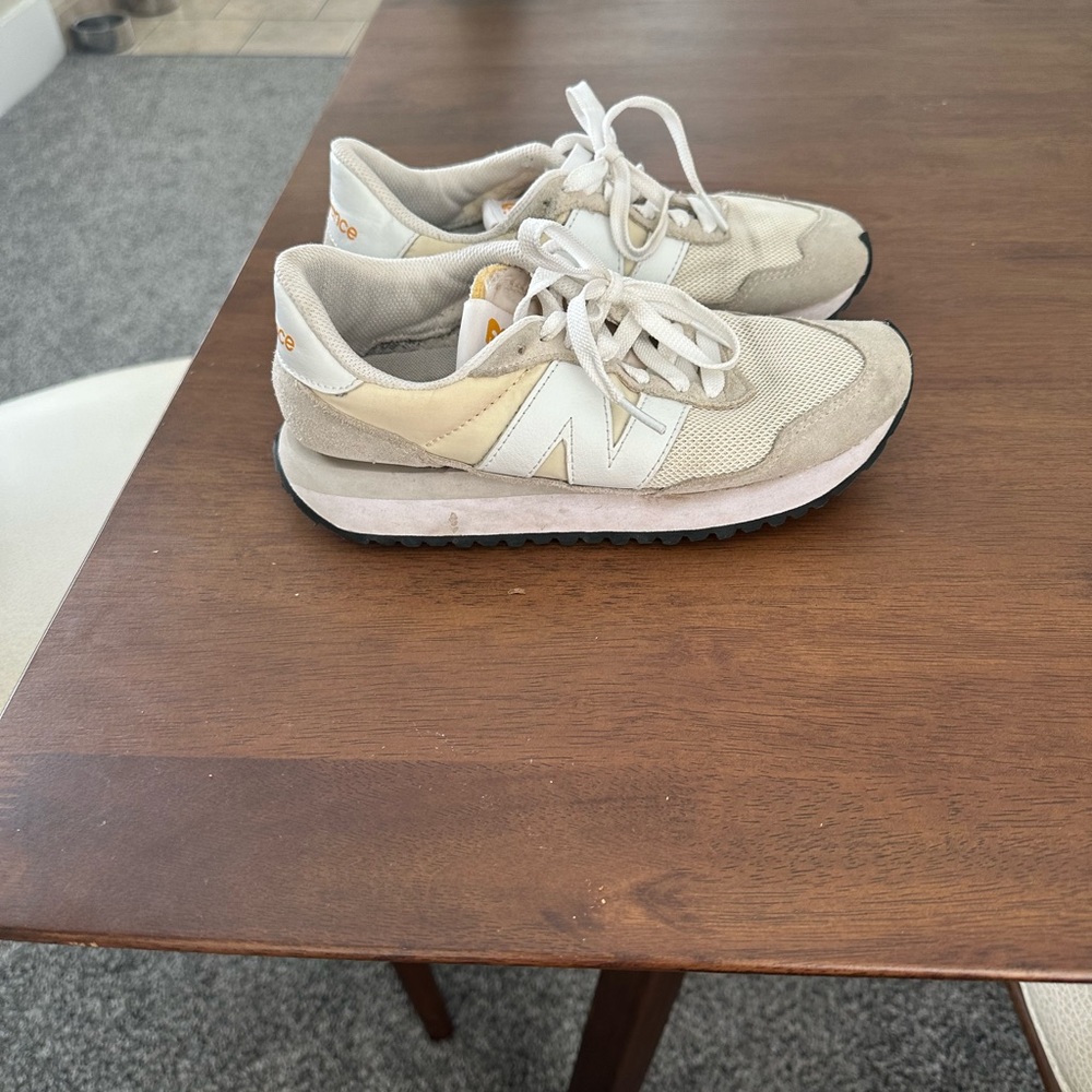 Women's New Balance Cream and White Sneakers